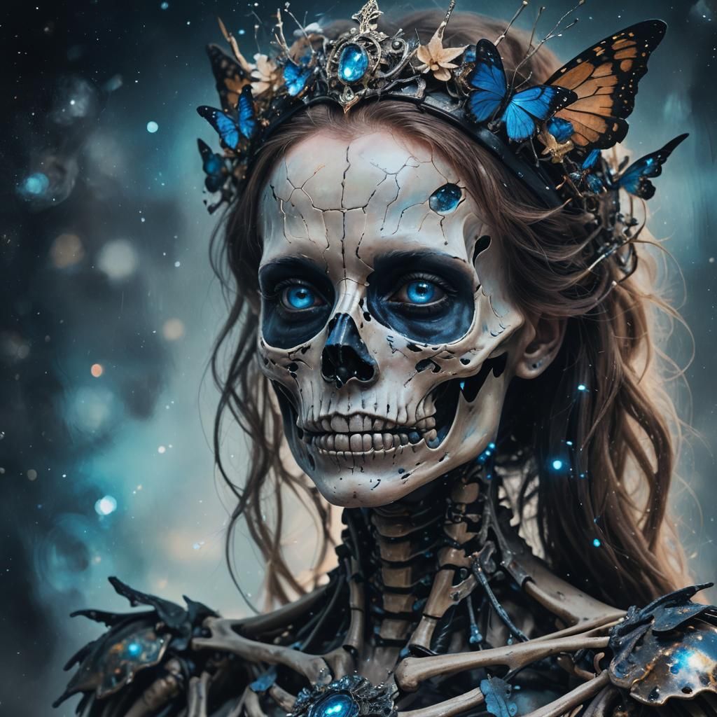 Skeleton Queen Portrait in Dark Fantasy Style