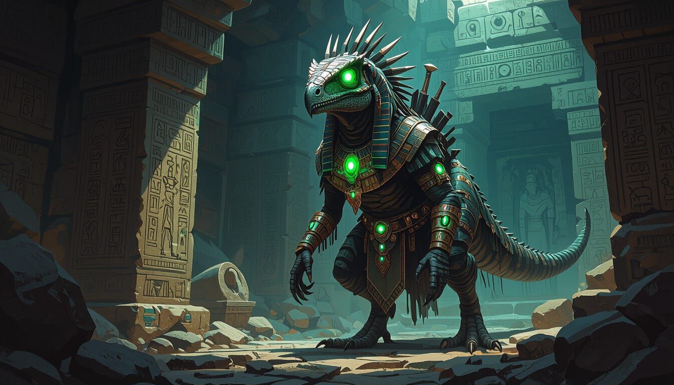 Fearsome Skeksis Velociraptor Guard in Ancient Tomb