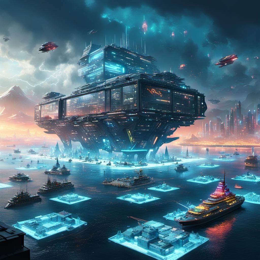 Cyberpunk Viking Cityscape of the Future