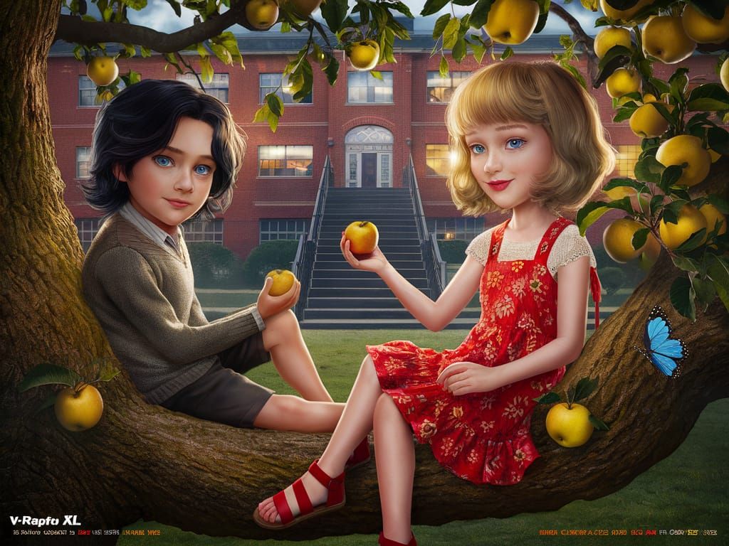 Children in an Apple Tree, Cinematic Still