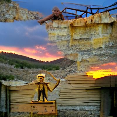Western Gold Mine Sunset: Wild Man Silhouette
