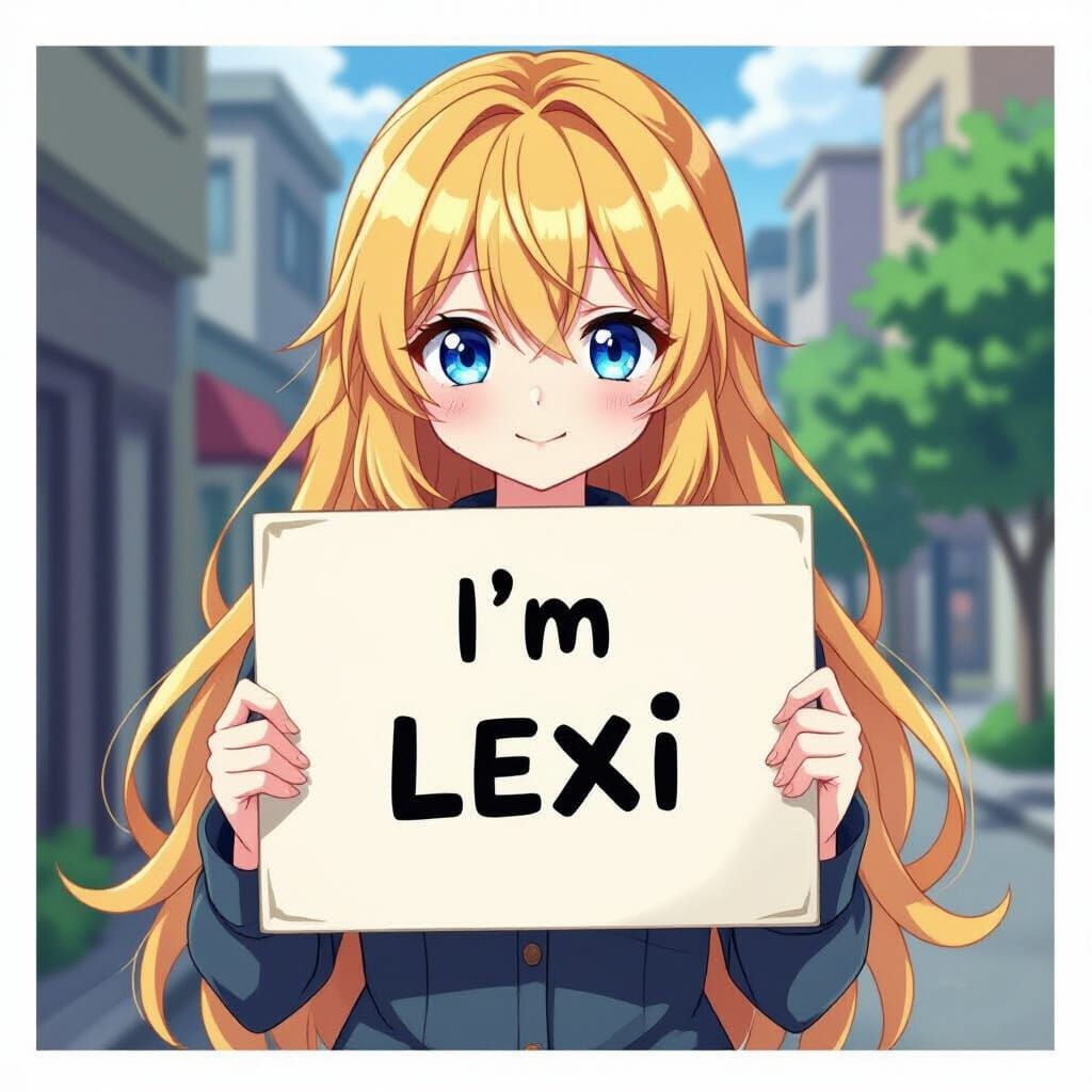 Ugly Anime Girl Holding 'I'm Lexi' Sign