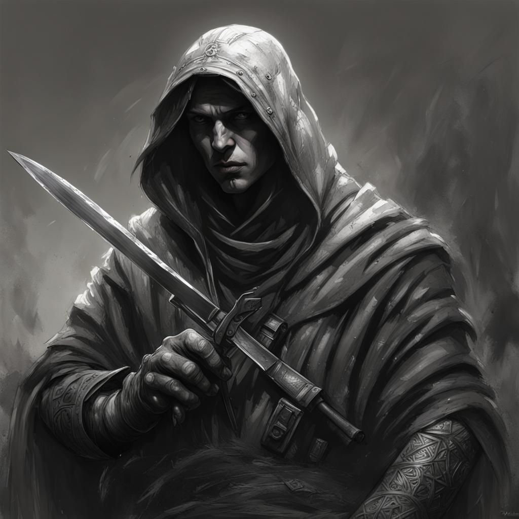 Monochrome Medieval Assassin Concept Art