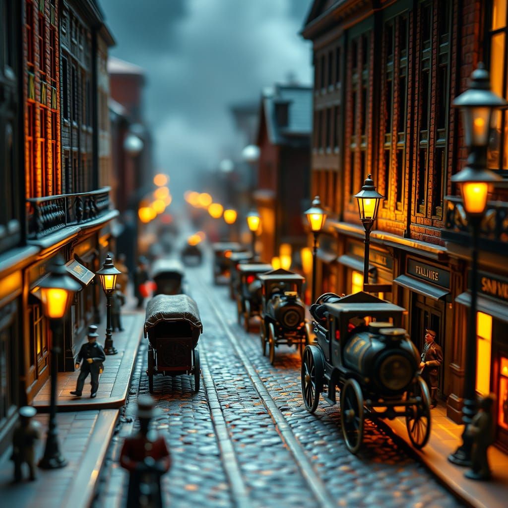 Victorian Street Diorama with Clockwork Automatons