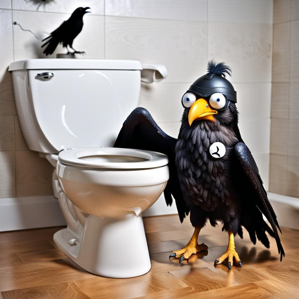 Angry Egg Odin on Toilet in Thunderstorm