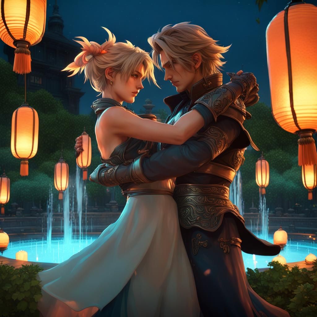 Celes and Squall Dancing in a Garden