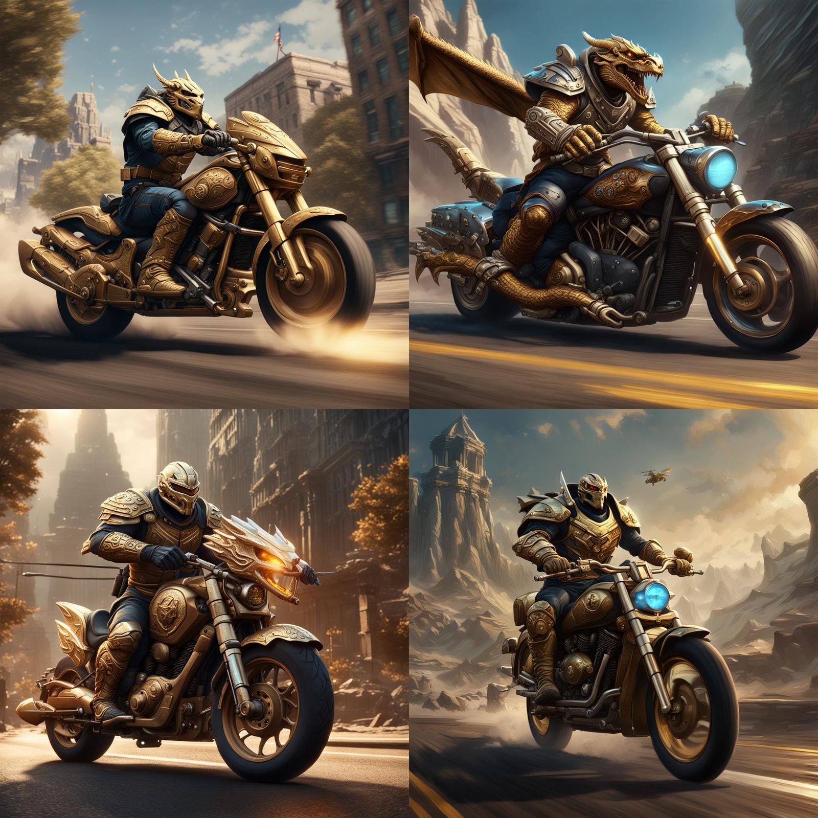 Dragonborn Military Biker on Motorcycle