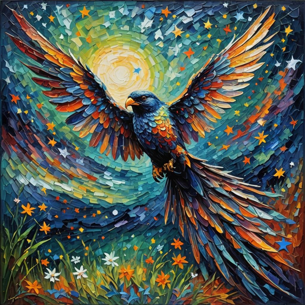 Surreal Creature Casts Shadow: Expressionist Oil Painting