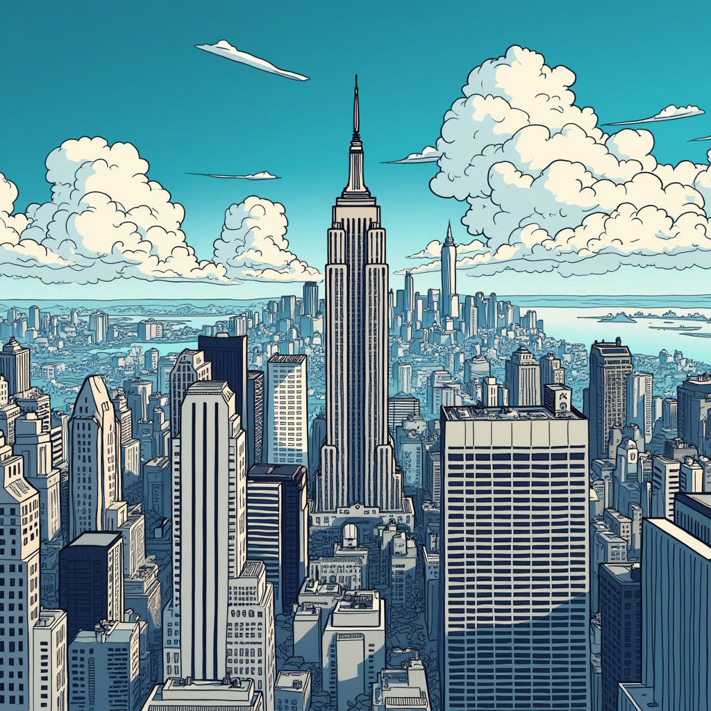 New York Cityscape in Hand-Drawn Doodle Style