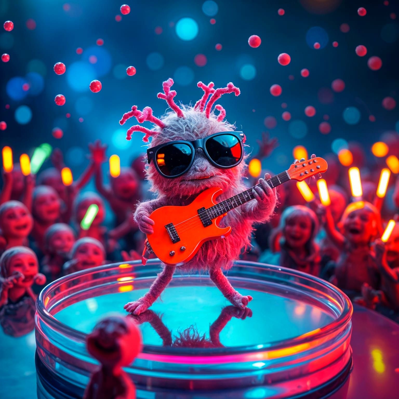 Germ Rock Star Dances on Petri Dish Stage