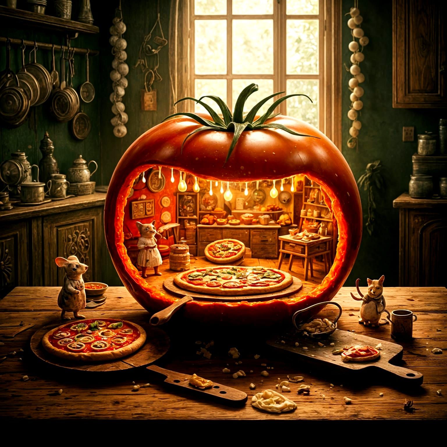 Pizzeria in a tomato