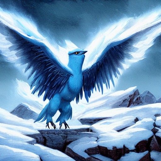 Articuno in Snowy Mountains, Matte Painting
