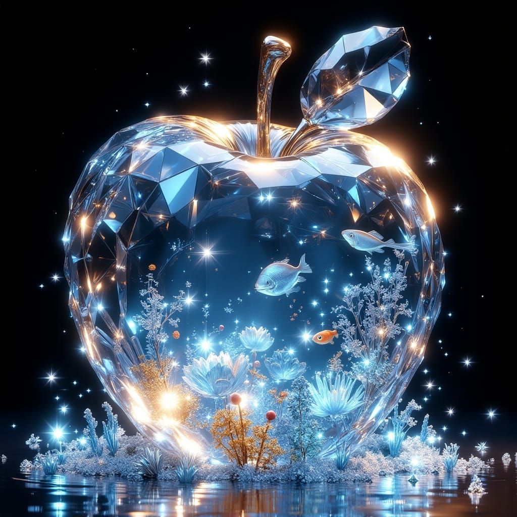 Crystal Apple with Underwater Worlds