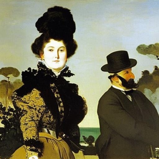 Masked Figures in the Style of Manet and Benois