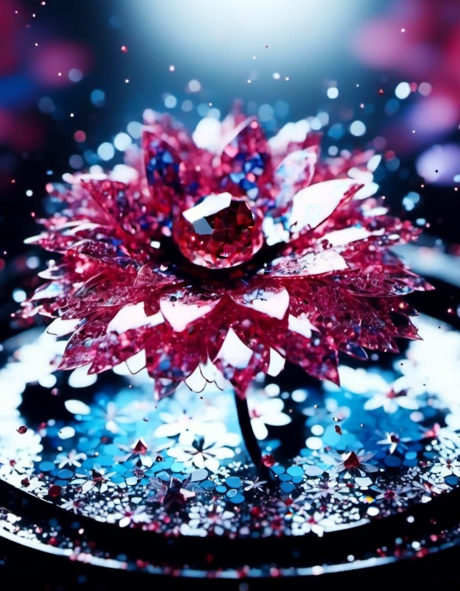 Glittering Cracked Glass Flower Sparkle