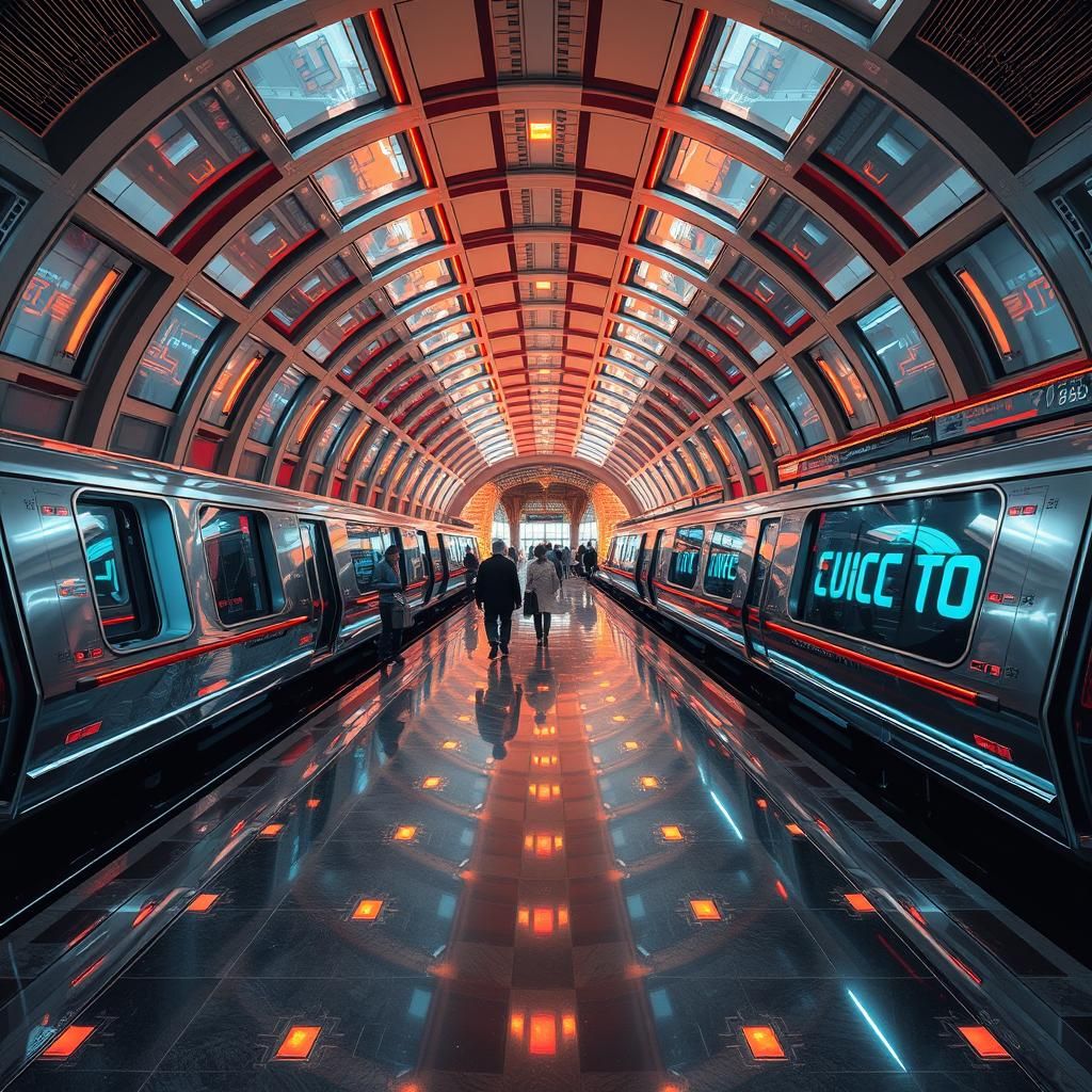 Retro-Futuristic Train Station in Art Deco Style