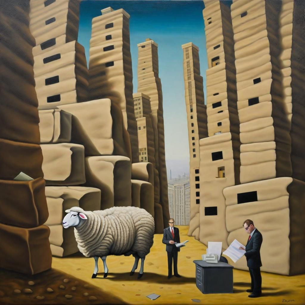 Sheep in a Suit: Surreal Oil Painting