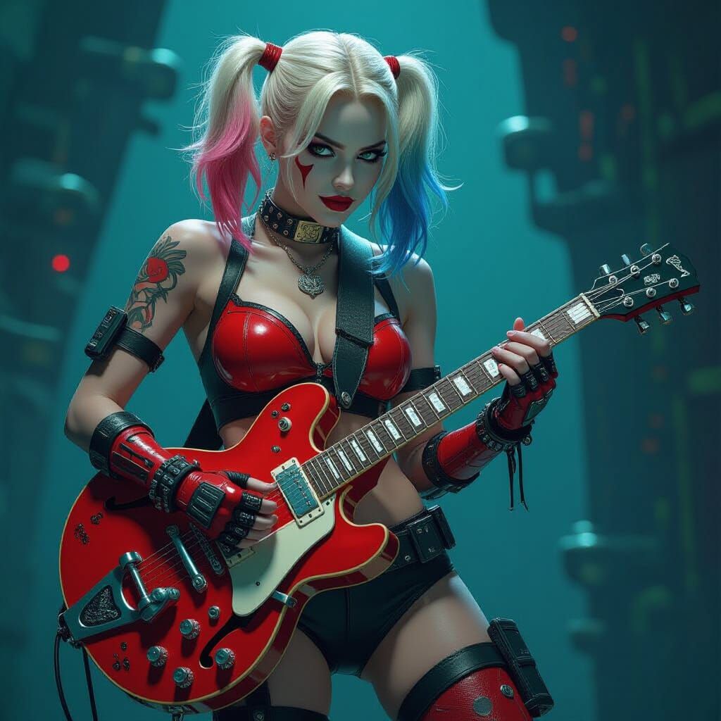 Harley Quinn Bio-Mechanical Guitar in Giger Style