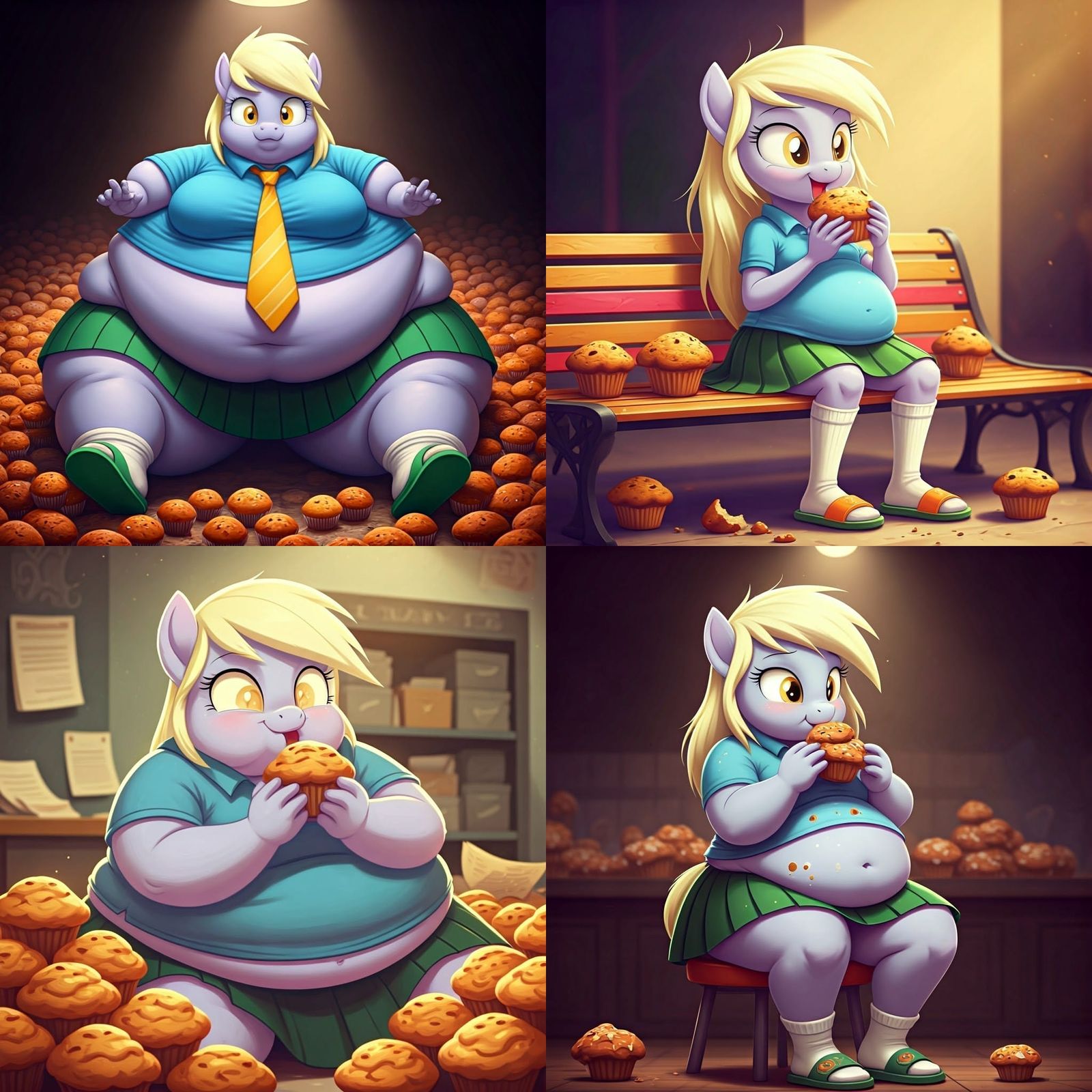 Obese Derpy Hooves Eating Muffins