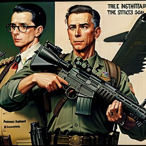 Realistically Rendered Armed Activists in Rockwell Style