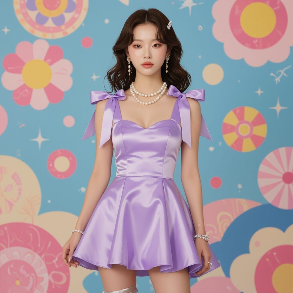 K-Pop Idol in Silk Dress: Surreal Digital Art