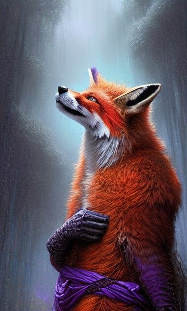 Red Fox Warrior Portrait in Hyper-Realism Style