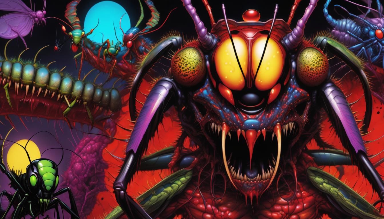 Evil Chaos Insects in Horror Style