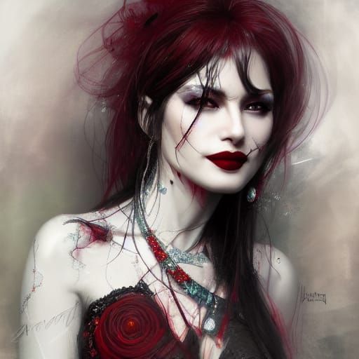 Mysterious Woman Portrait in Psychedelic Digital Art