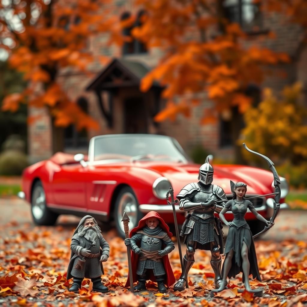 A vintage Red Ferrari Roma convertible parked in front of an...