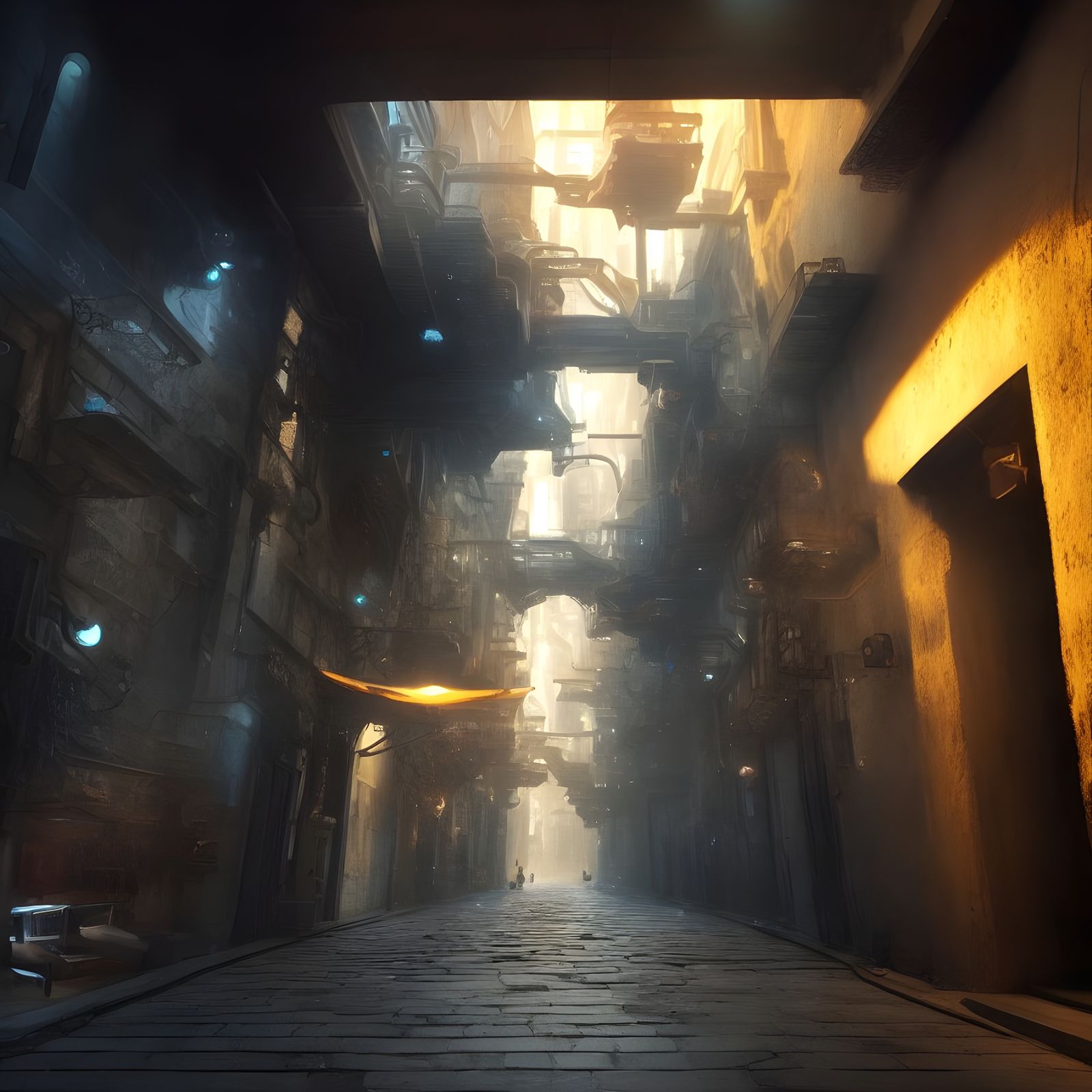 Epic Sci-Fi Alleyway Rendered in Cycles