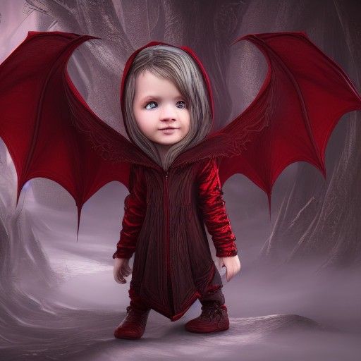 Baby Vampire in Red Hood: Detailed Matte Painting