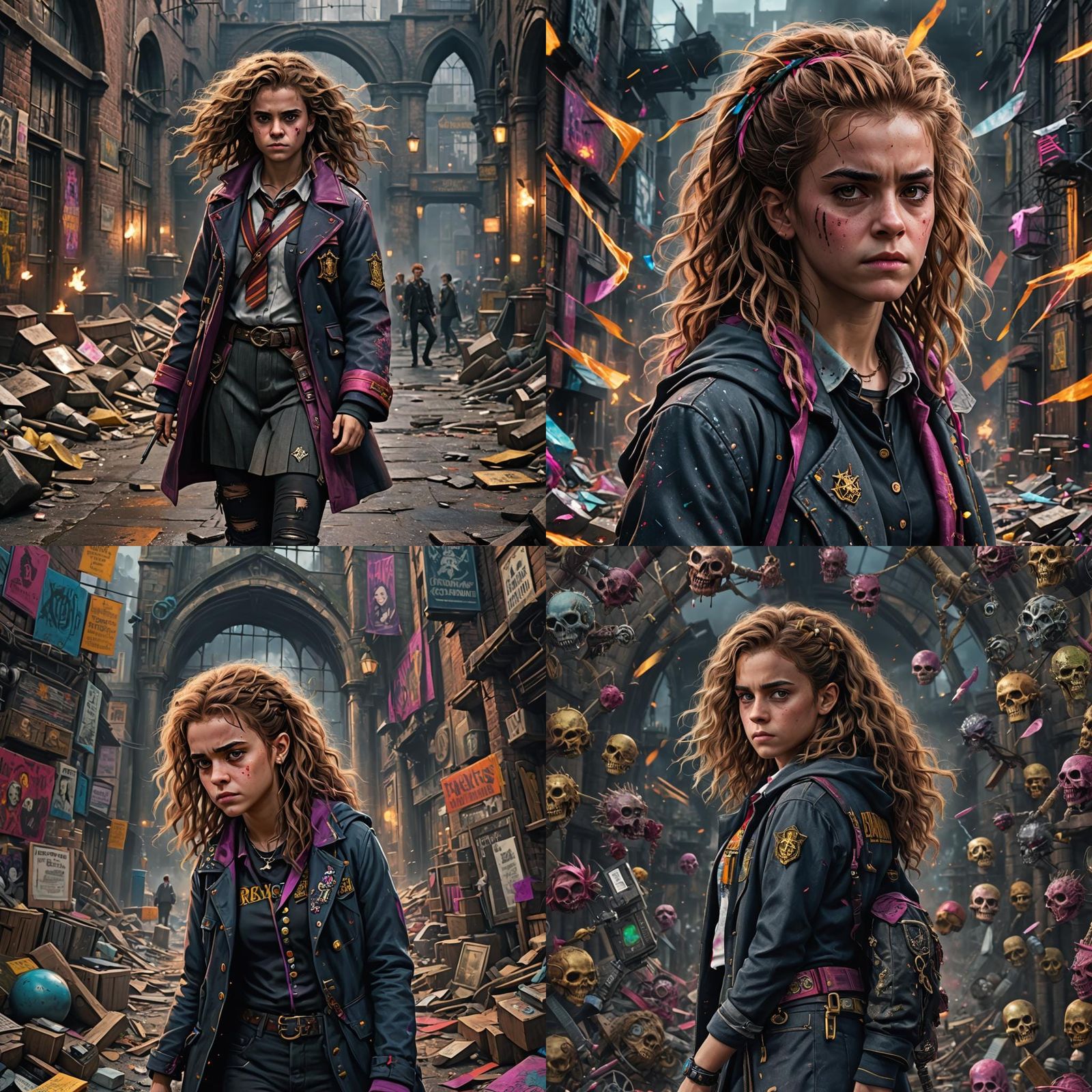 Hermione Granger as Punk in Detailed Digital Art