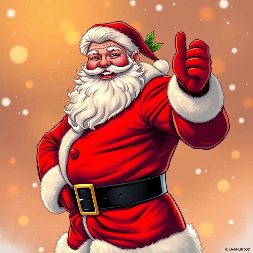 Jovial Santa Claus in Vibrant, Dynamic Pose