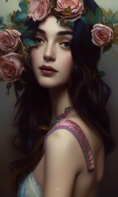 Ornate Bohemian Woman Portrait in Hyperdetailed Style