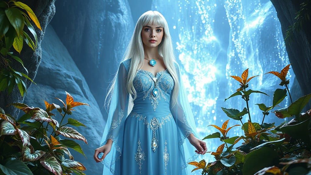 Atlantean Princess in Ethereal Kaftan with Sparkling Embroid...