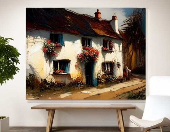 Tudor Cottage with Roses: A Detailed Matte Painting