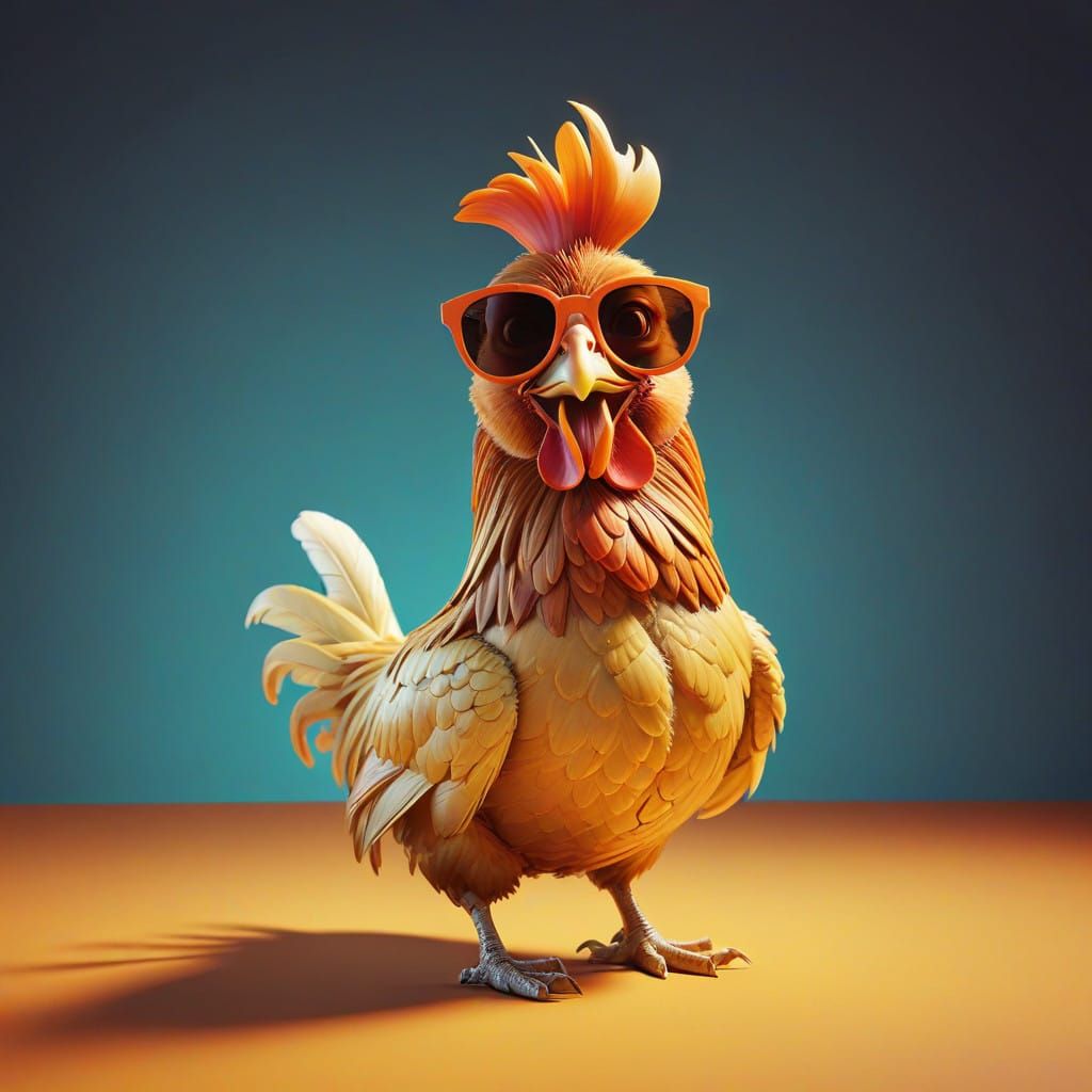 Surreal Chicken in Trendy Sunglasses