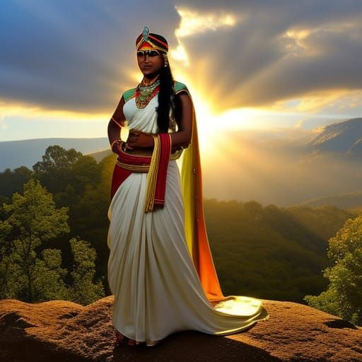 Radiant Ancient Indian Warrior Queen in Divine Light