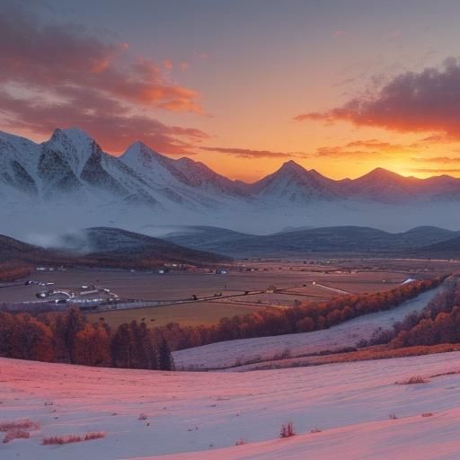 Majestic Dragon Overlooks Mountain Sunset