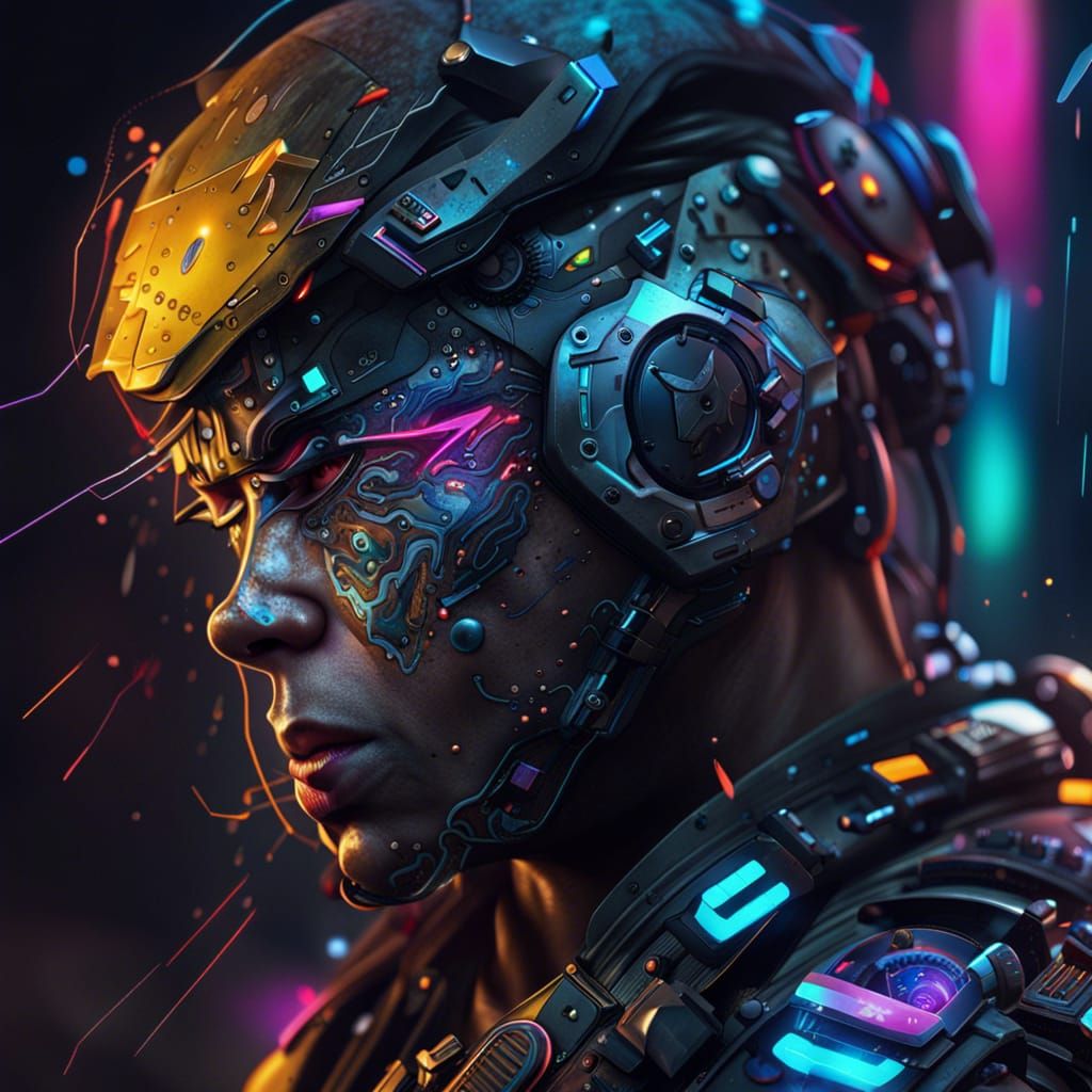 Detailed Cyber Soldier Concept Art