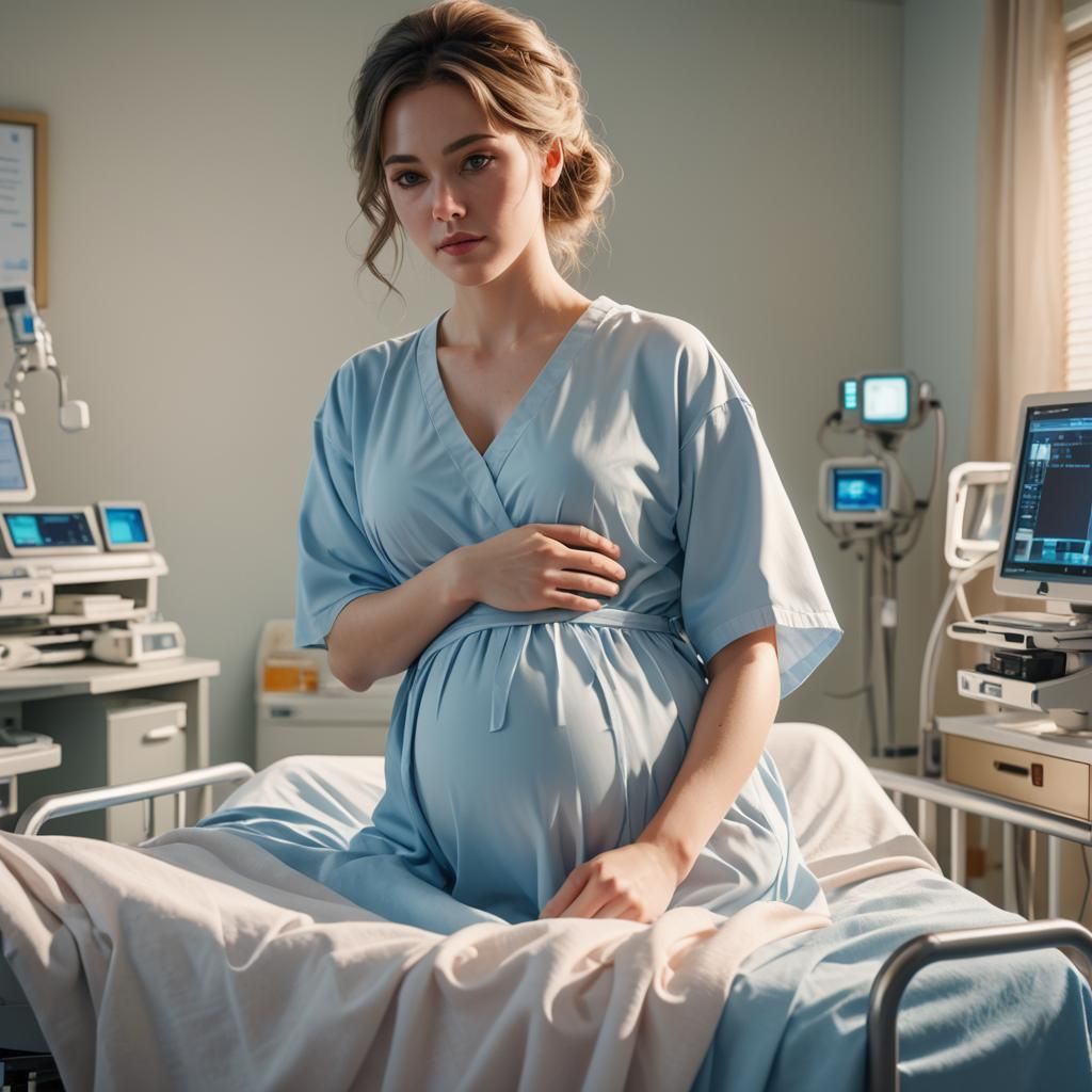 Anime Style Pregnant Woman About to Give Birth