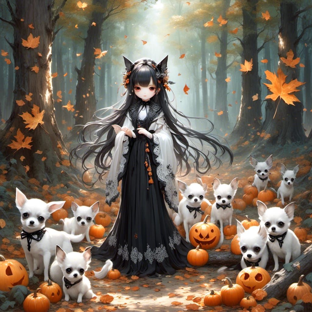 Low Poly Fantasy Art with Cube and Ghosts