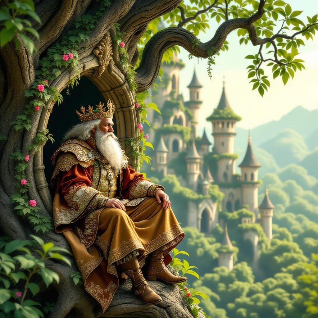 Powerful Baron Surveys Verdant Plant Castle