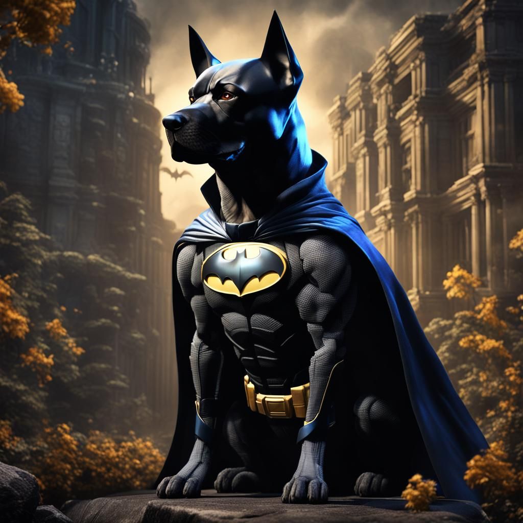 Superhero Dog as Batman in Marvel Style
