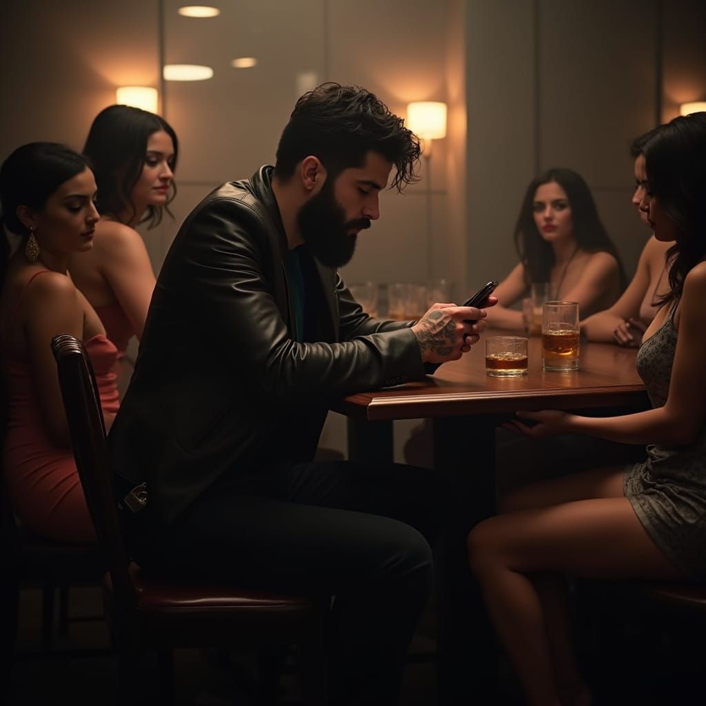 Alone: A Man's Emotional Distance in a Crowded Bar