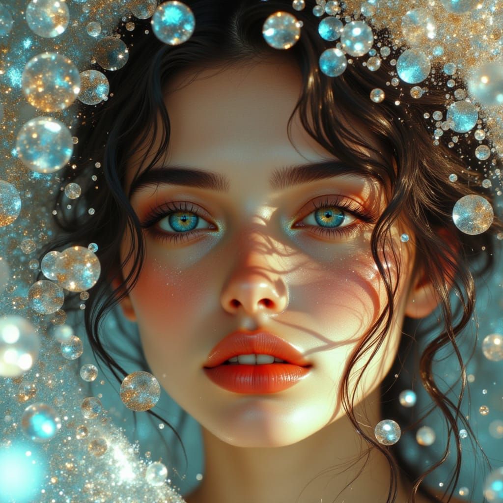 Gorgeous Woman Portrait with Fantasy Makeup and Hair