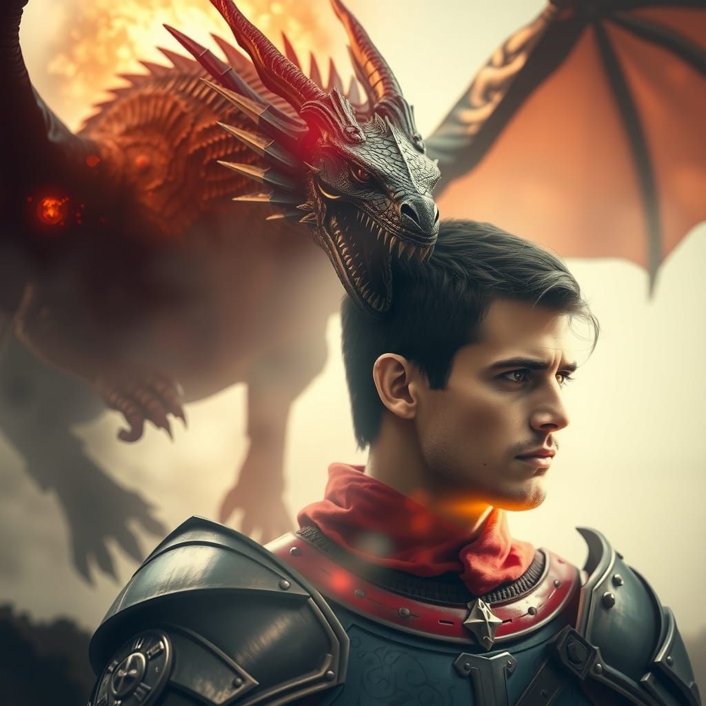 Knight and Dragon Epic Battle Scene