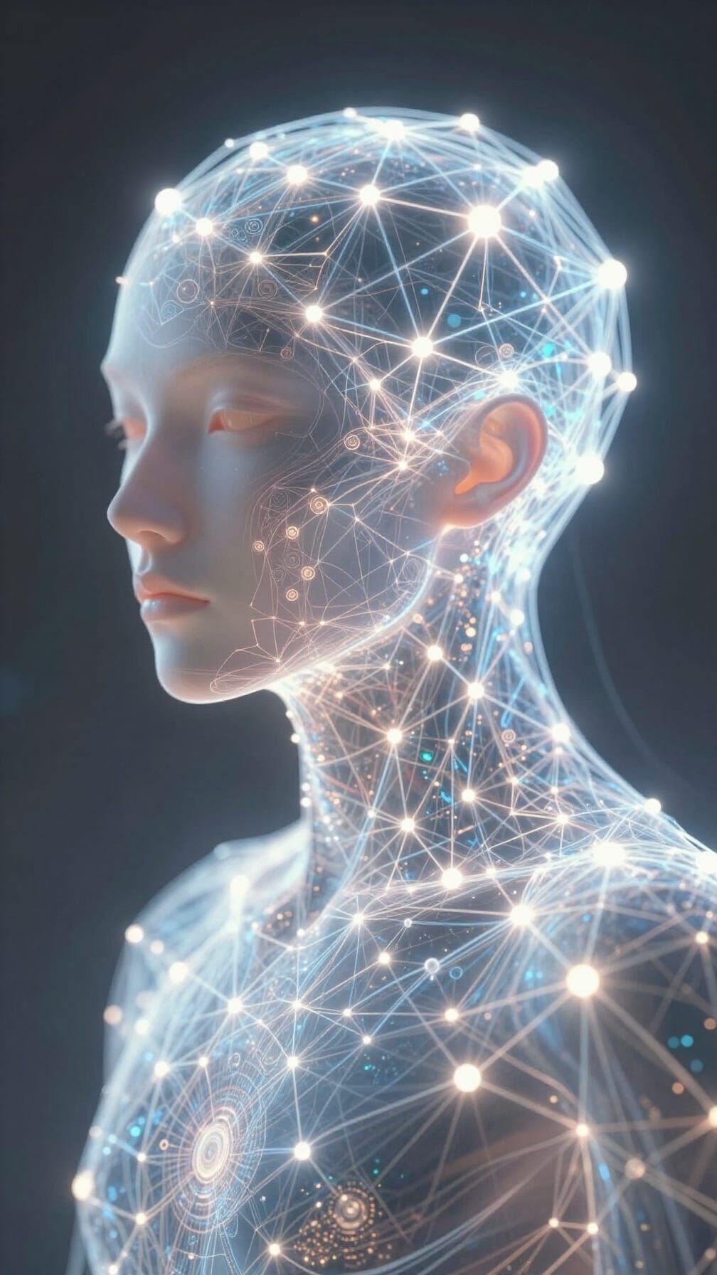 Advanced AI Neural Network Glowing with Wisdom