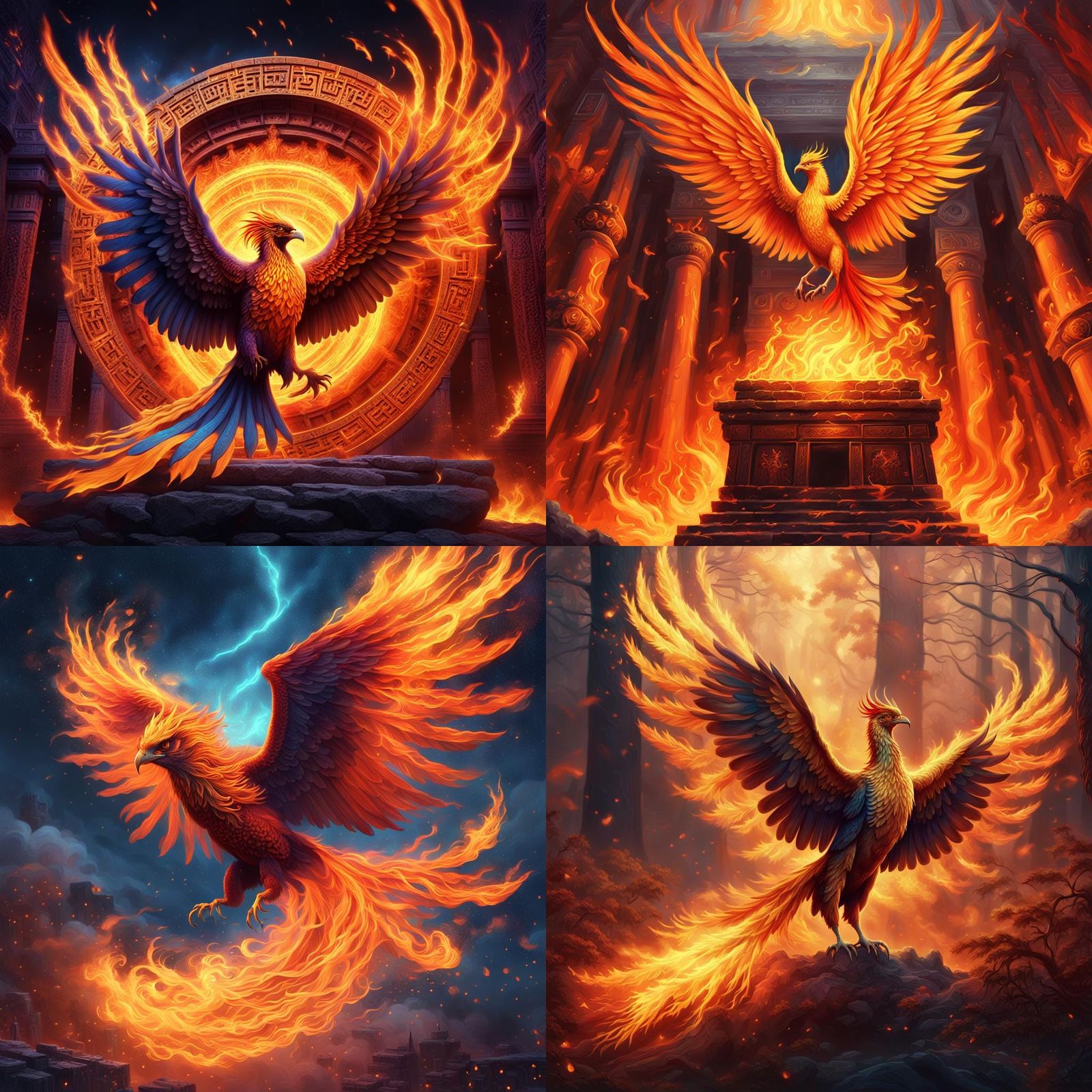 Fantasy Phoenix Tarot Card: Detailed Matte Painting