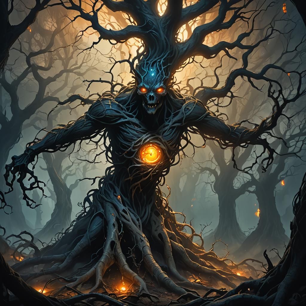 Twisted Creature Emerges from Dreamscape: Dark Fantasy Art